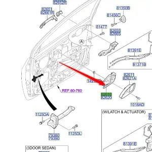 Niska cena Klamka wewnętrzna drzwi prawy przód 2011-2015