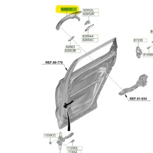 Dostępne od ręki Klamka zewnętrzna drzwi tylnych Hyundai Tucson (2018) OE - wyprzedaż