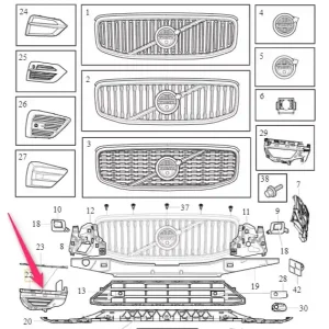 Kratka lewa zderzaka przedniego XC60 Volvo Wybór klientów