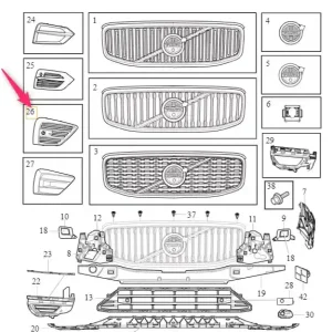 Kratka prawa zderzaka przedniego XC60 Volvo Zniżka