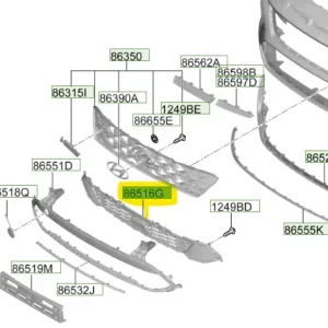 Dostępne od ręki Kratka dolna zderzaka Hyundai Kona (2021) OE