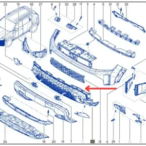 Popularny Kratka zderzaka przedniego (czujniki parkowania, halogeny) DACIA DUSTER III