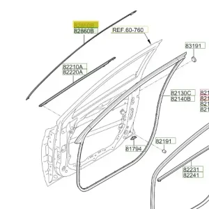 Wysoka jakość Listwa ramy okna drzwi przednich lewa Hyundai I30