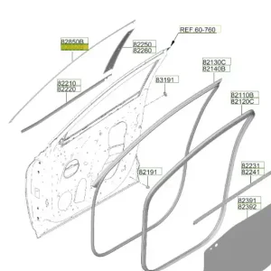 Wysoka jakość Listwa ramy okna drzwi przednich prawa Hyundai Tucson