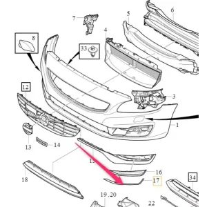 Listwa prawa chromowa zderzaka przód S60 V60 Volvo Okazja
