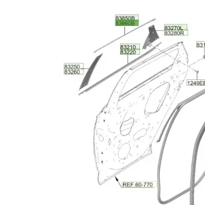 Listwa prawa ramy okna drzwi tylnych Hyundai Tucson (2022 / 2024) Oferta limitowana