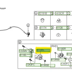 Najlepsza cena Mechanizm otwarcia maski silnika Hyundai I30