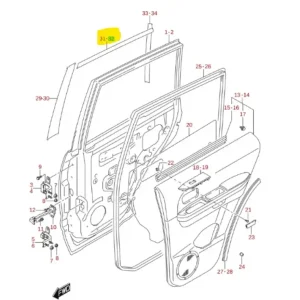 Tylko dziś Naklejka słupka drzwi tylna JB420W T2 Suzuki Grand Vitara - wyprzedaż
