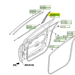 Nakładka ramy okna drzwi lewa Hyundai I40 (2018) OE - wyprzedaż Darmowa dostawa