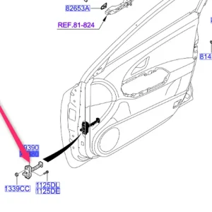 Ogranicznik drzwi lewy przód Łatwy zwrot