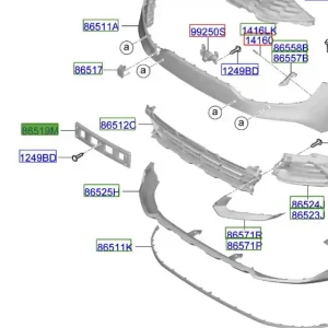 Podkłądka tablicy rejestracyjnej przód Kia Sportage Hybrid 21-25 Ekspresowa dostawa