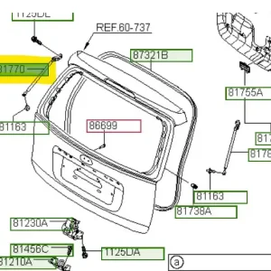 Podnośnik drzwi bagażnika lewy Hyundai I30 - wyprzedaż Ograniczona ilość