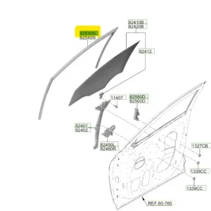 Prowadnica szyby drzwi przednich Hyundai Tucson - wyprzedaż Cena promocyjna
