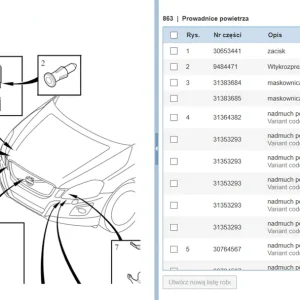 Prawa górna kierownica powietrza Ostatnie sztuki