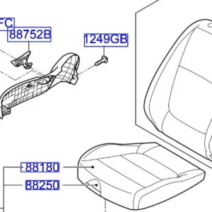 Hit cenowy Poszycie oparcia fotela prawy przód KIA Rio / Stonic (2020-2025) - wyprzedaż