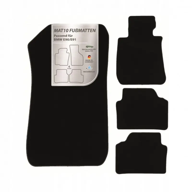 Bezpieczne zakupy Dywaniki samochodowe MAT10 BWM E90 E91 welutowe zestaw 4 sztuk