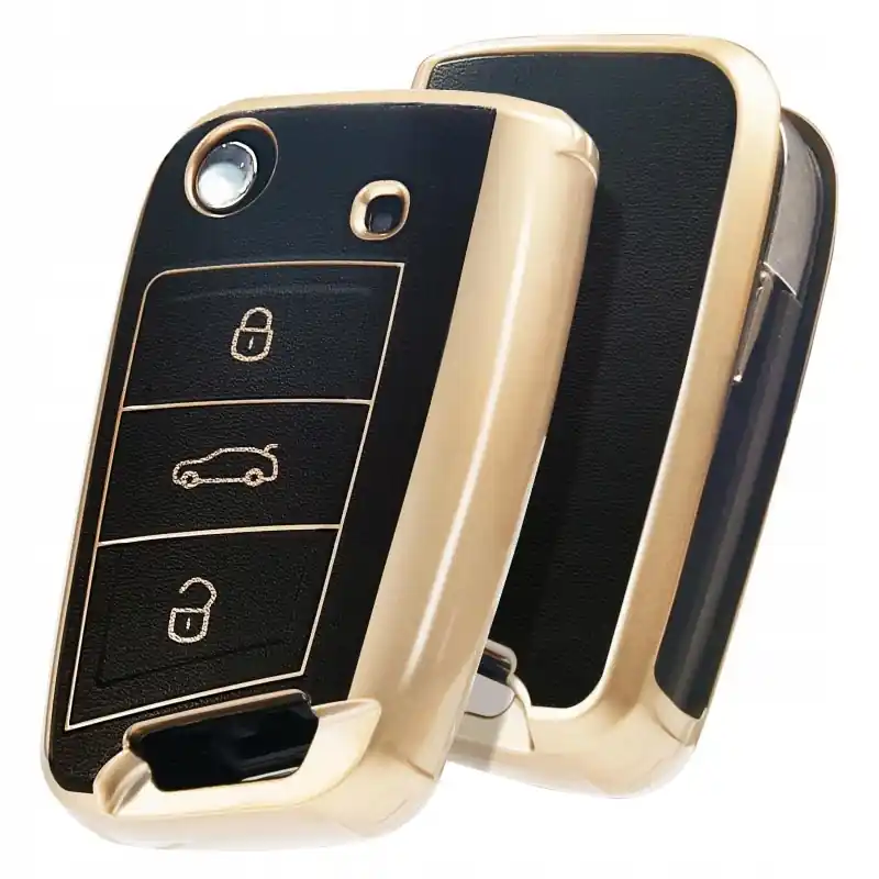 Darmowy zwrot Etui na kluczyki samochodowe OATSBASF do VW Skoda Seat czarno złote 2 szt