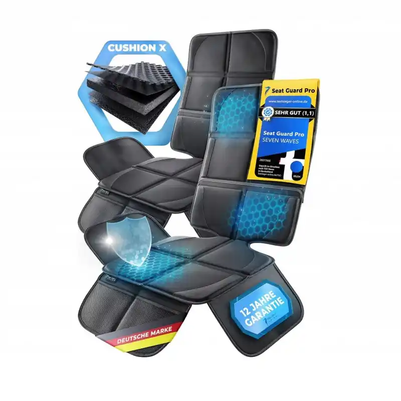 Nie przegap Podkładki na fotelik samochodowy dziecięcy SEVEN WAVES 2 sztuki czarne